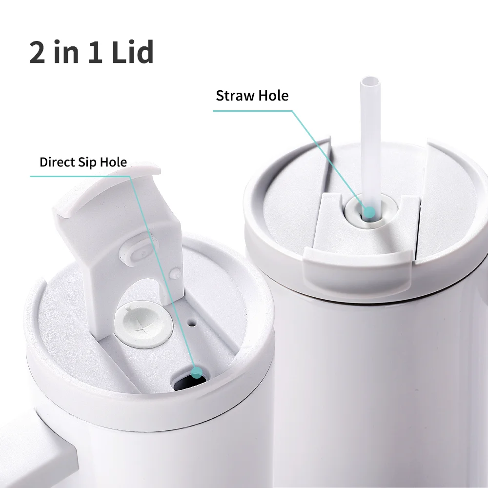 Sublimation Stainless Steel  Tumbler with Flip Lid & Plastic Straw and Handle 40oz 1200ml thumbnail 5