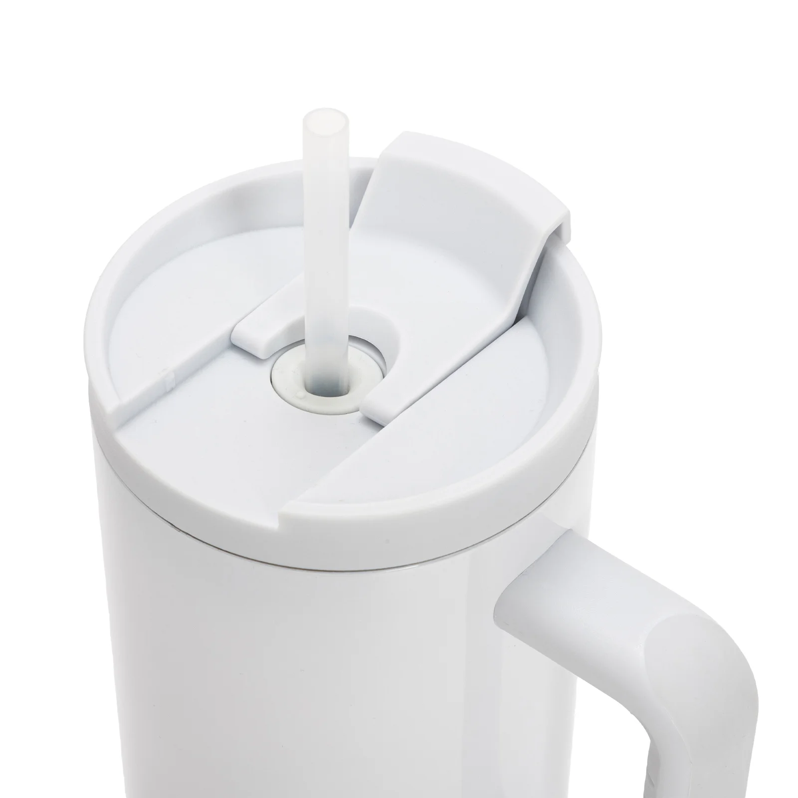 40oz/1200ml Sublimation White Stainless Steel Tumbler with Large Plastic Handle, Flip Lid & Straw thumbnail 3