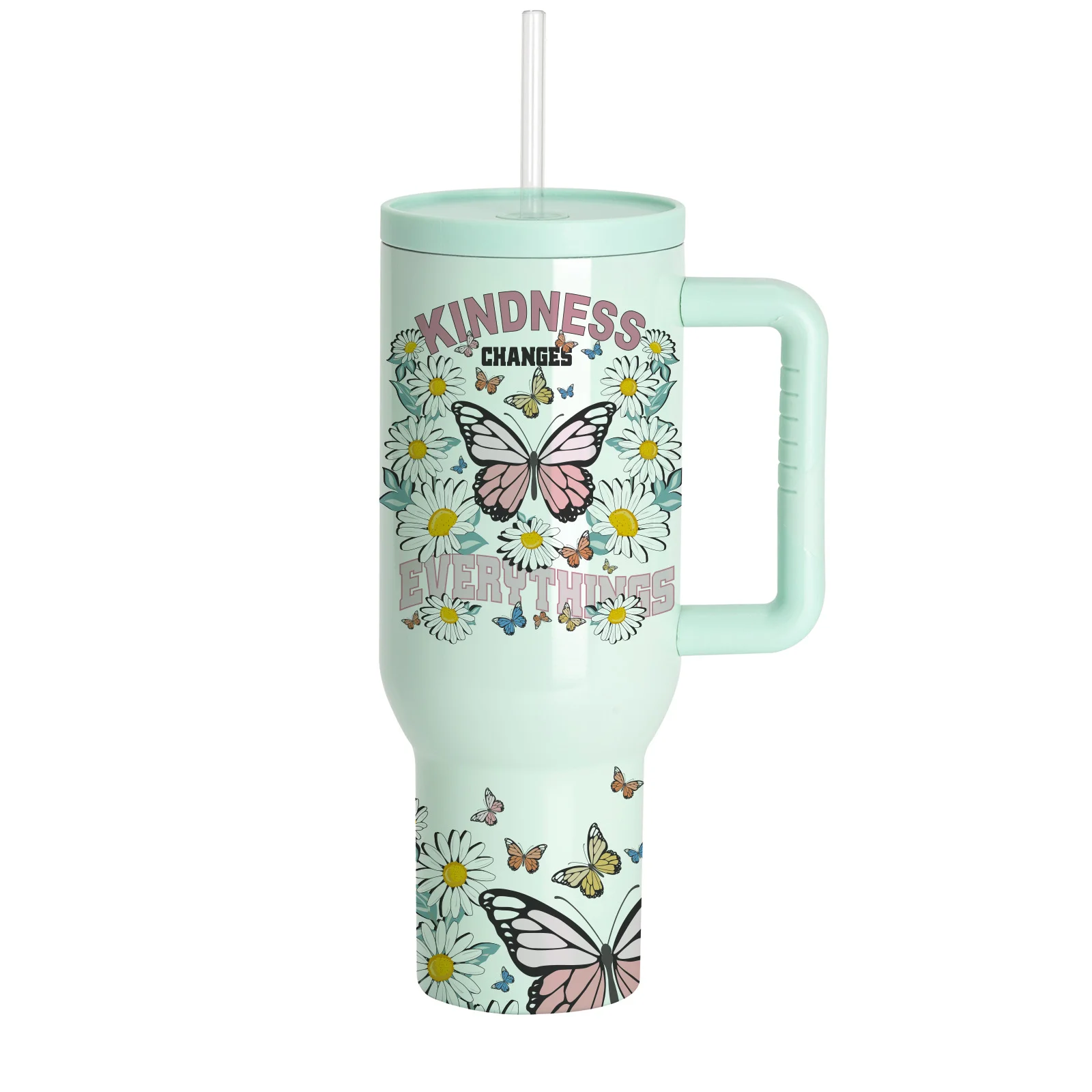 Sublimation 40oz/1200ml Stainless Steel Travel Tumbler with Lid & Straw (Glossy, Seaform Green)