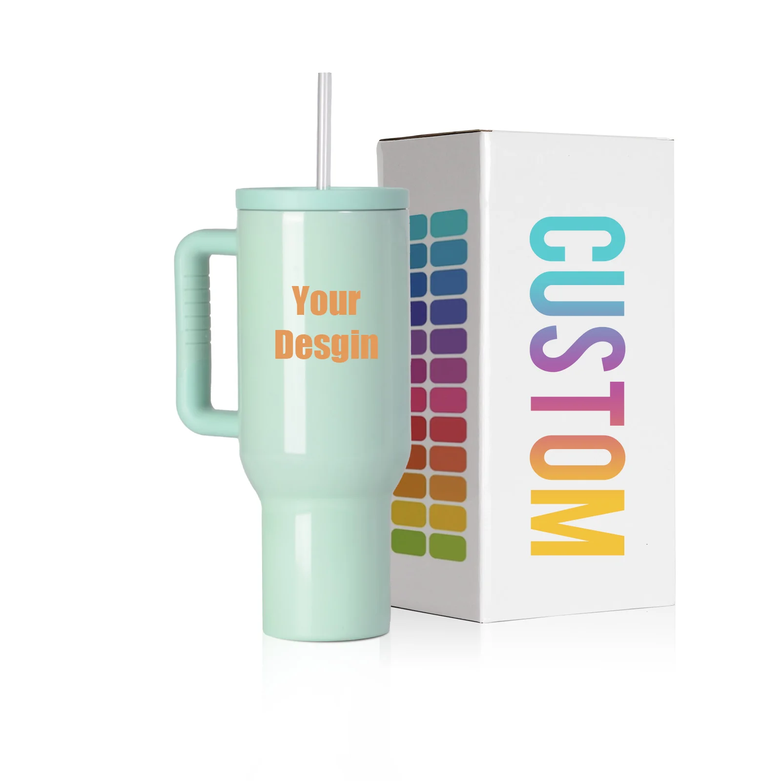 Sublimation 40oz/1200ml Stainless Steel Travel Tumbler with Lid & Straw (Glossy, Seaform Green) thumbnail 7