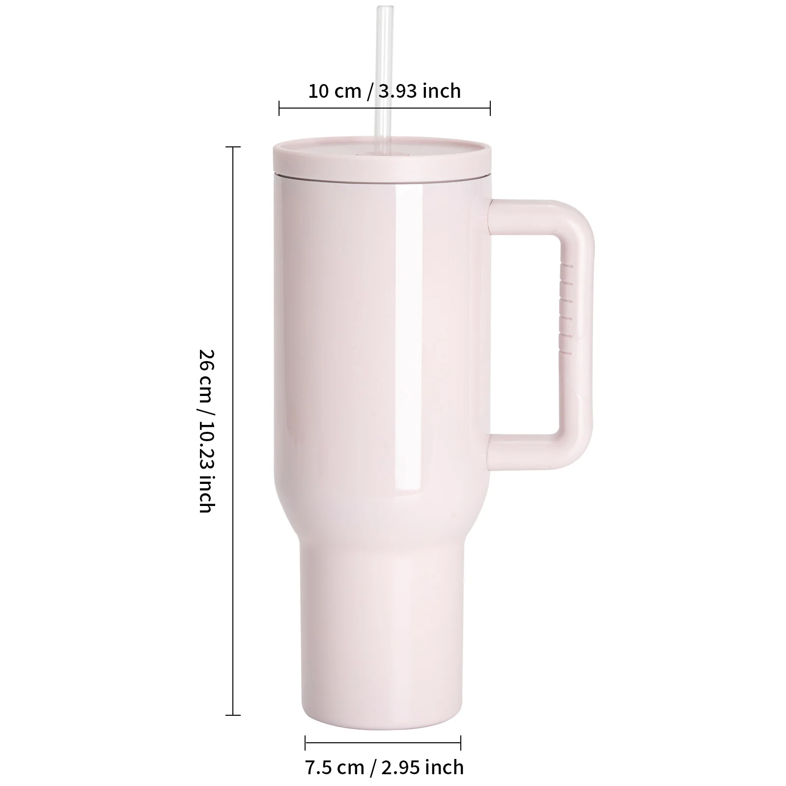 Sublimation 40oz/1200ml Stainless Steel Travel Tumbler with Lid & Straw (Glossy, Blush Pink) thumbnail 3
