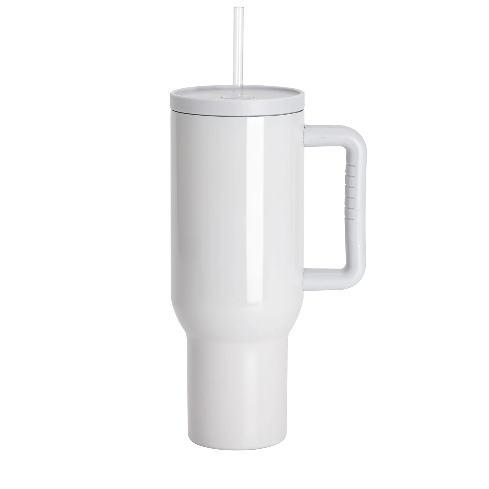 Sublimation 40oz/1200ml Stainless Steel Travel Tumbler with Lid & Straw (Glossy, Pale White)