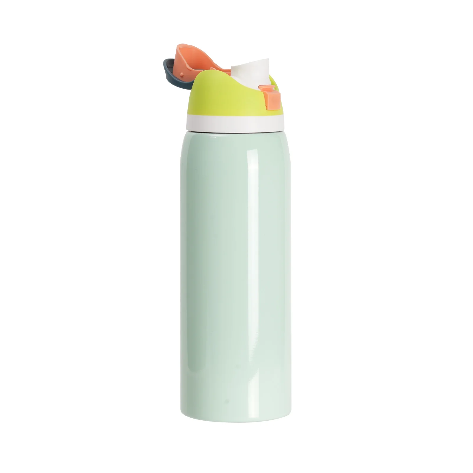 40oz 1200ml Sublimation Stainless Steel Water Bottle with Sip Spout and Push-button Lid with Lock (Glossy, Light Green) thumbnail 6
