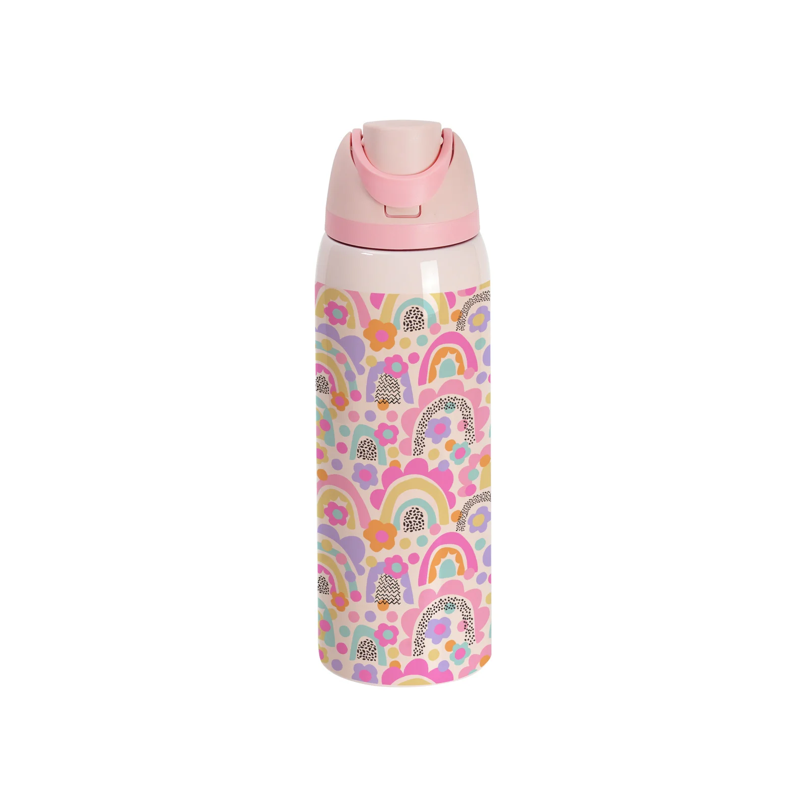 40oz 1200ml Sublimation Stainless Steel Water Bottle with Sip Spout and Push-button Lid with Lock (Glossy, Pink) thumbnail 2