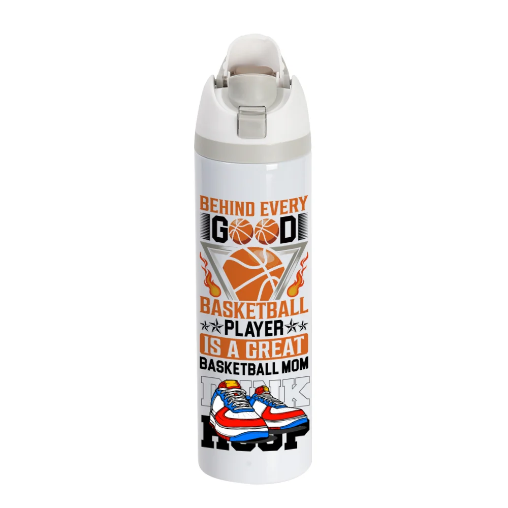 40oz 1200ml Sublimation Stainless Steel Water Bottle with Sip Spout and Push-button Lid with Lock (Glossy, Grey) thumbnail 2