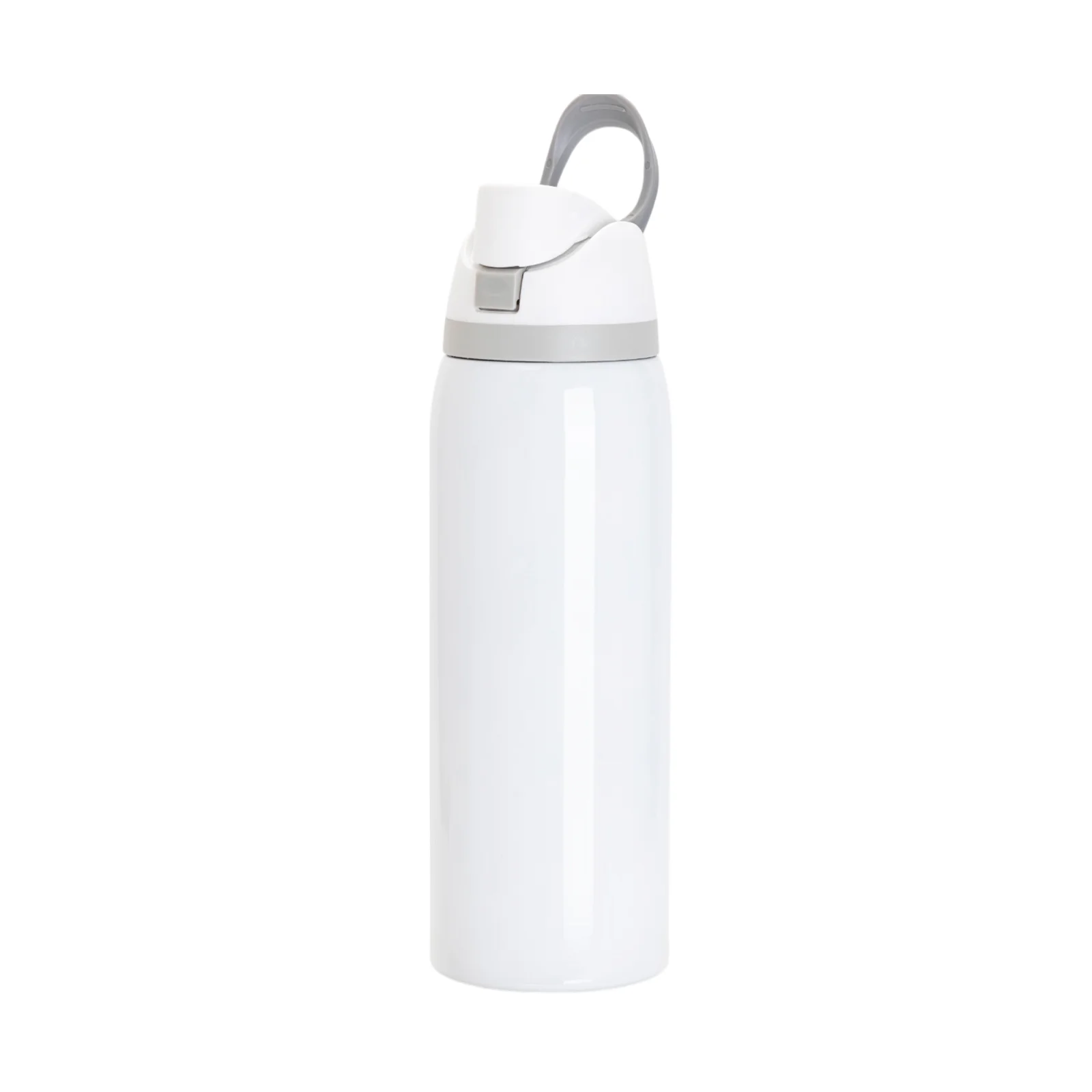 40oz 1200ml Sublimation Stainless Steel Water Bottle with Sip Spout and Push-button Lid with Lock (Glossy White) thumbnail 5