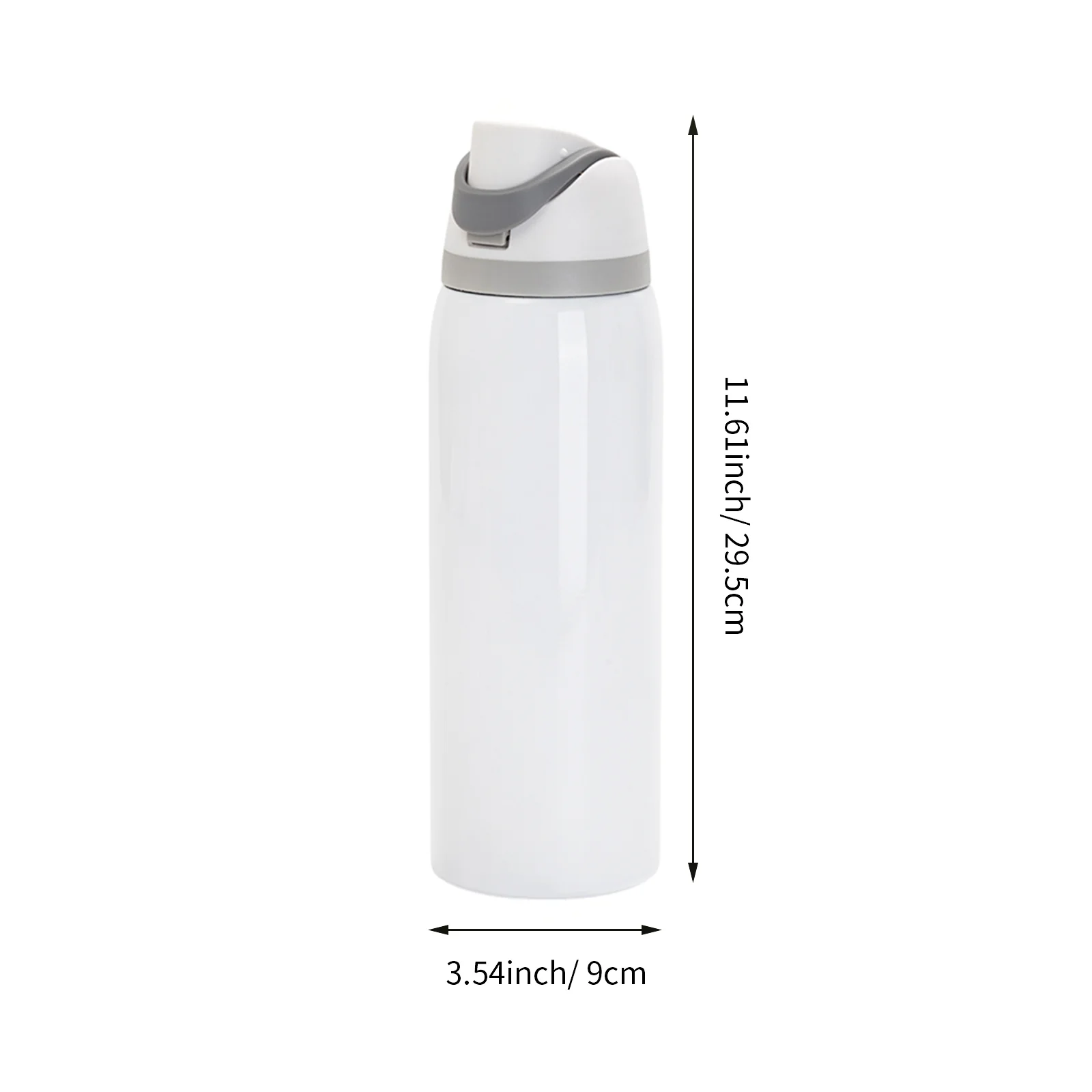 40oz 1200ml Sublimation Stainless Steel Water Bottle with Sip Spout and Push-button Lid with Lock (Glossy White) thumbnail 8