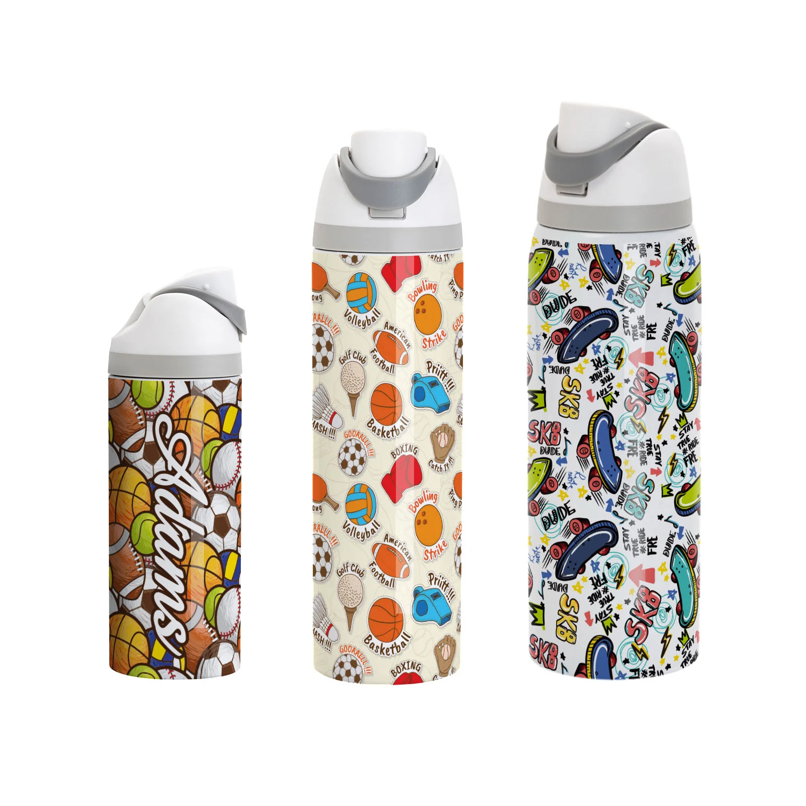 40oz 1200ml Sublimation Stainless Steel Water Bottle with Sip Spout and Push-button Lid with Lock (Glossy White) thumbnail 10