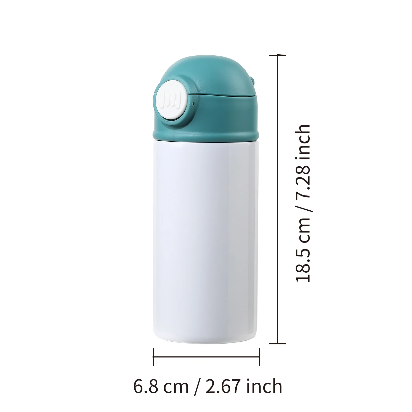 Sublimation Kids Water Bottle Glossy White with Cyan Pop Lid 12oz 360ml thumbnail 5