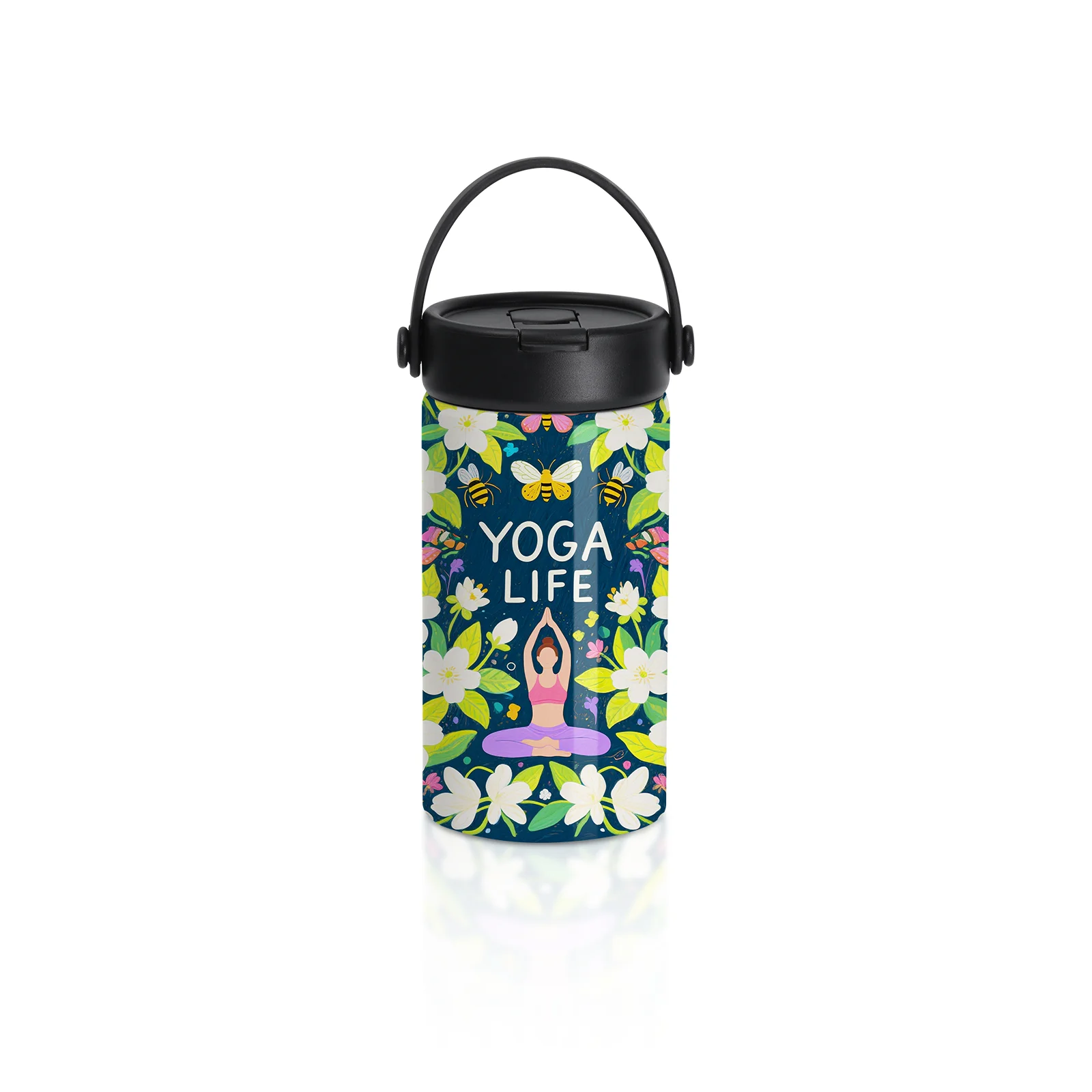 20OZ 600ml Sublimation Stainless Steel Tumbler Bottle with Foldable Handle (Glossy White)