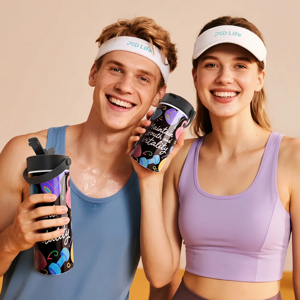 20OZ 600ml Sublimation Stainless Steel Tumbler Bottle with Foldable Handle (Glossy White) thumbnail 9