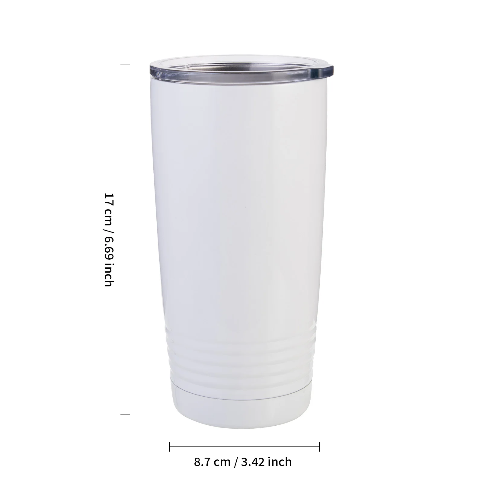 Sublimation 20oz Stainless Steel Tumbler with Ringneck Grip(White) thumbnail 3