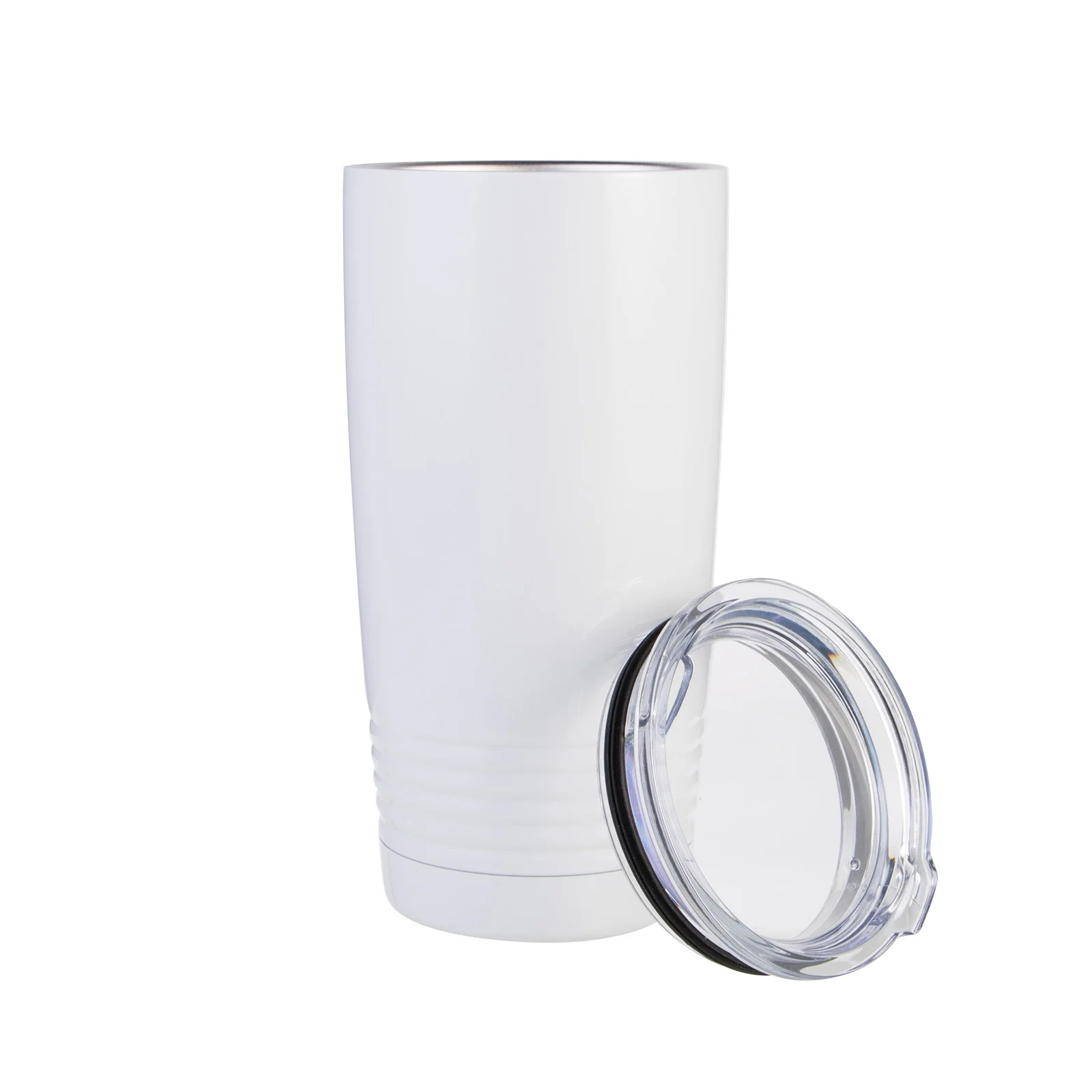 Sublimation 20oz Stainless Steel Tumbler with Ringneck Grip(White) thumbnail 4