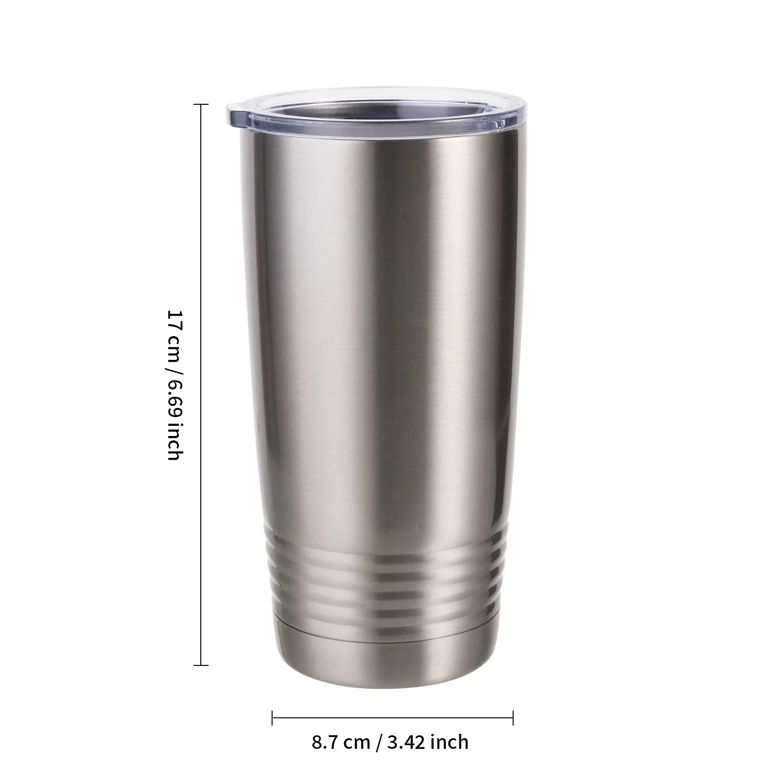 Sublimation 20oz Stainless Steel Tumbler with Ringneck Grip(Silver) thumbnail 3