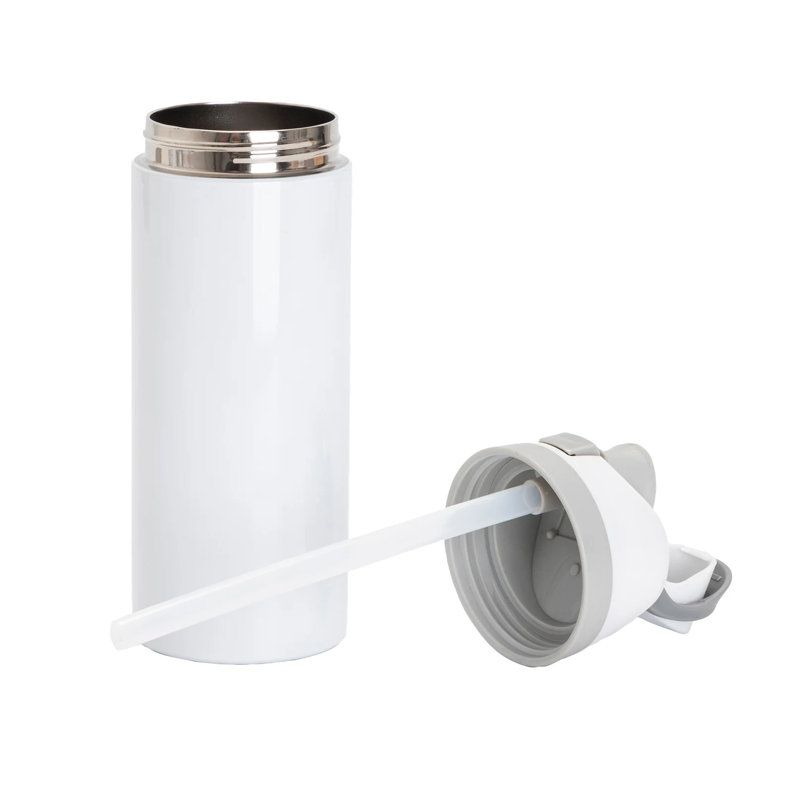 24oz 720ml Sublimation Stainless Steel Water Bottle with Sip Spout and Push-button Lid with Lock (Glossy White) thumbnail 9