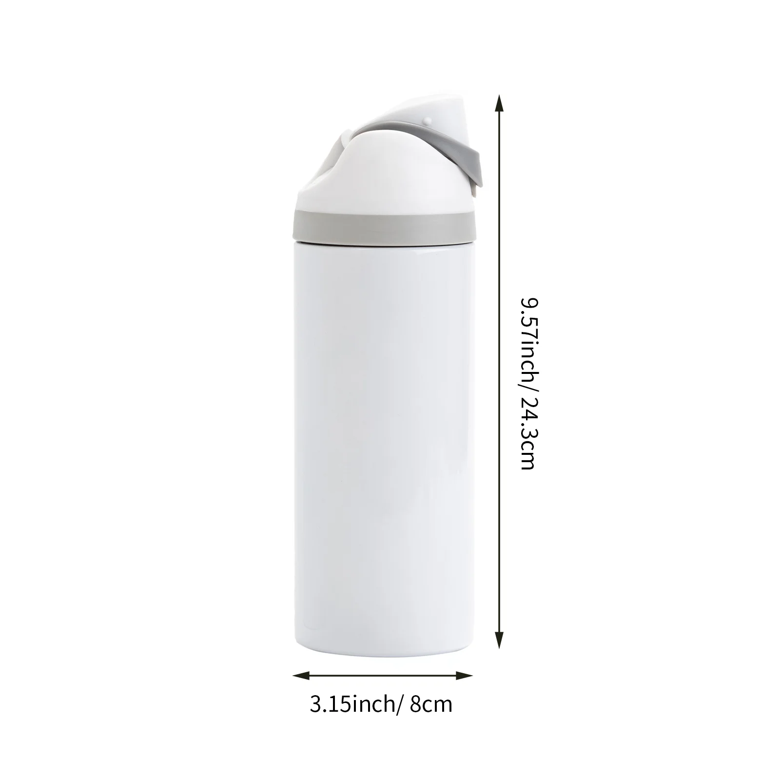 24oz 720ml Sublimation Stainless Steel Water Bottle with Sip Spout and Push-button Lid with Lock (Glossy White) thumbnail 10