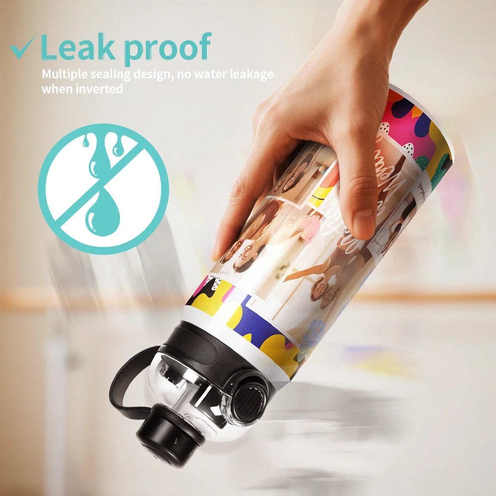 24oz 720ml Sublimation Stainless Steel Water Bottle with 3-in-1 Lid (White) thumbnail 6