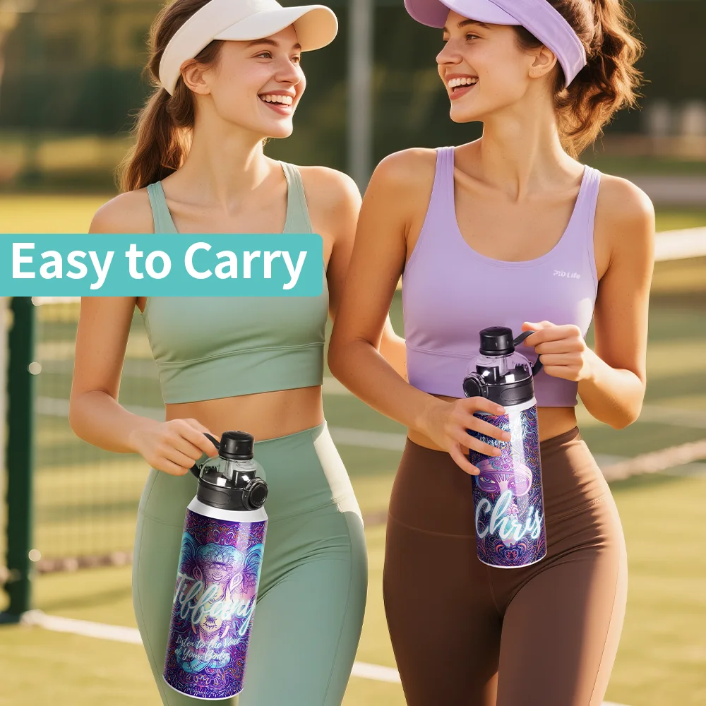 24oz 720ml Sublimation Stainless Steel Water Bottle with 3-in-1 Lid (White) thumbnail 7
