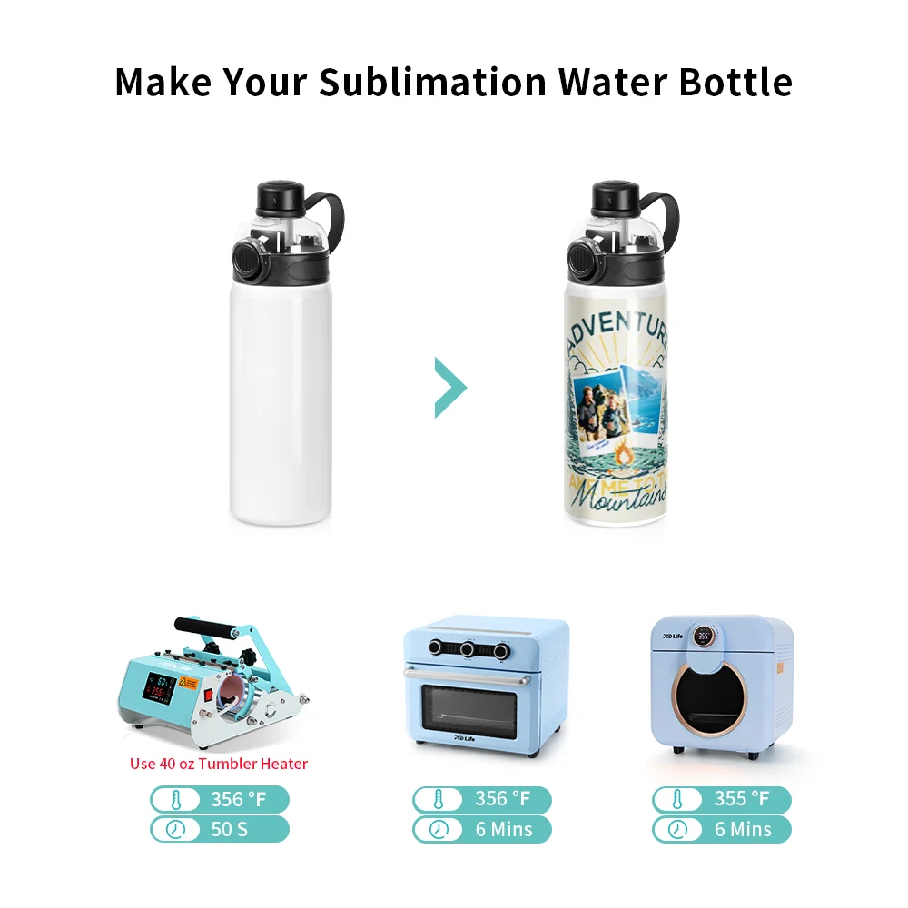 24oz 720ml Sublimation Stainless Steel Water Bottle with 3-in-1 Lid (White) thumbnail 8