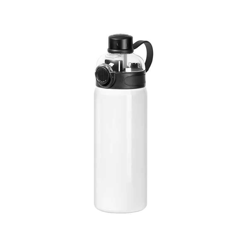 24oz 720ml Sublimation Stainless Steel Water Bottle with 3-in-1 Lid (White)