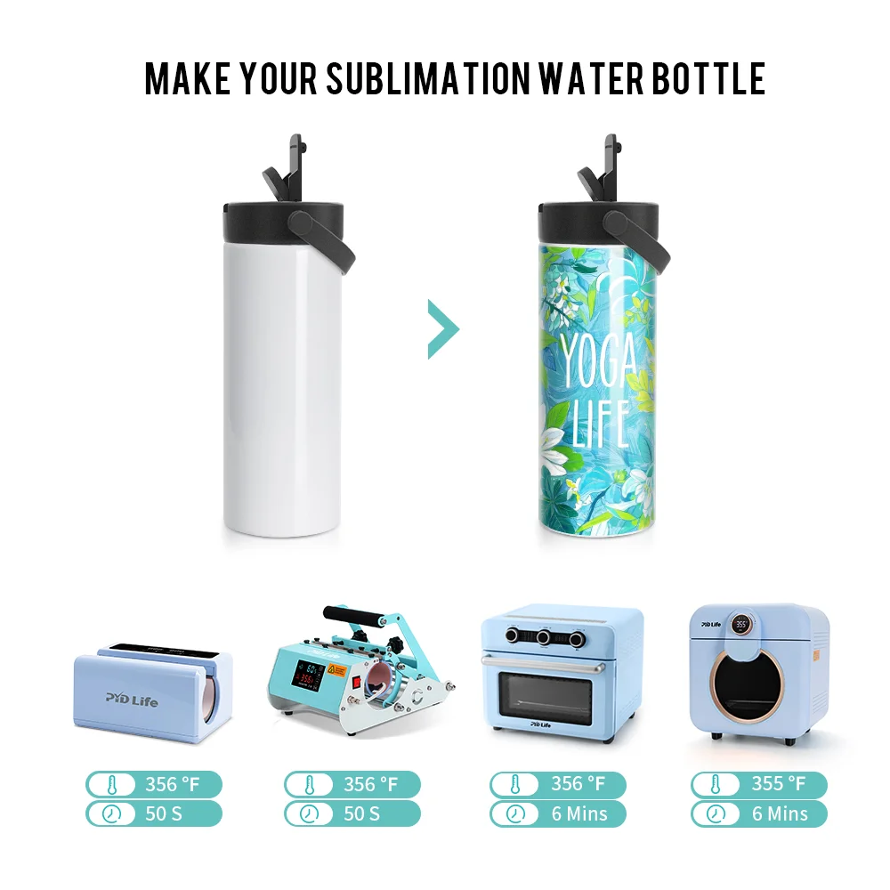 30OZ 900ml Sublimation Stainless Steel Water Bottle with Foldable Handle (Glossy White) thumbnail 5