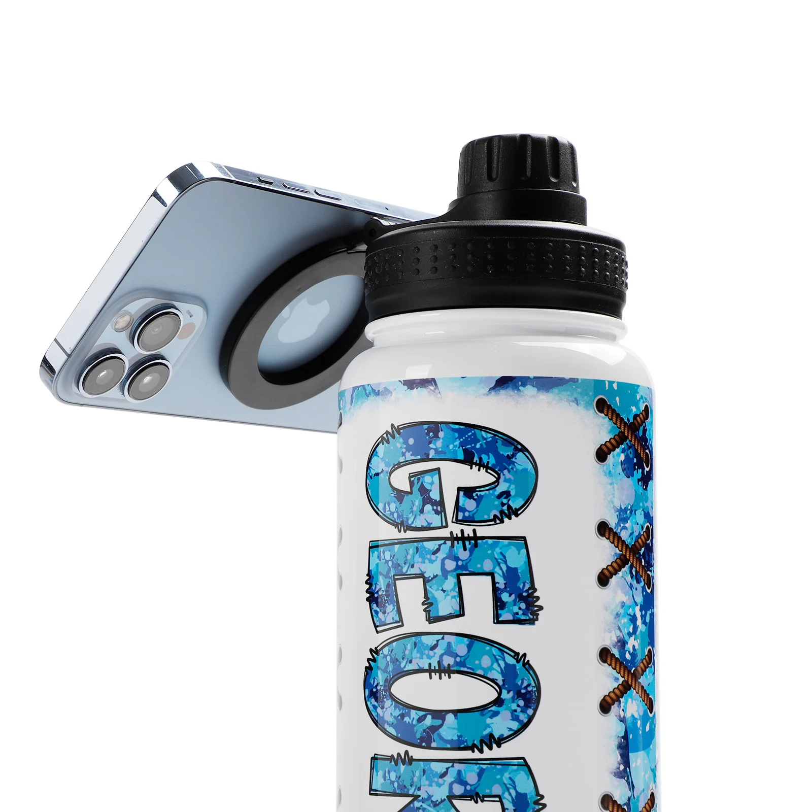 Sublimation Magnetic Phone Holder Stainless Steel Water Bottle with Portable Magnet Lid 32oz thumbnail 4