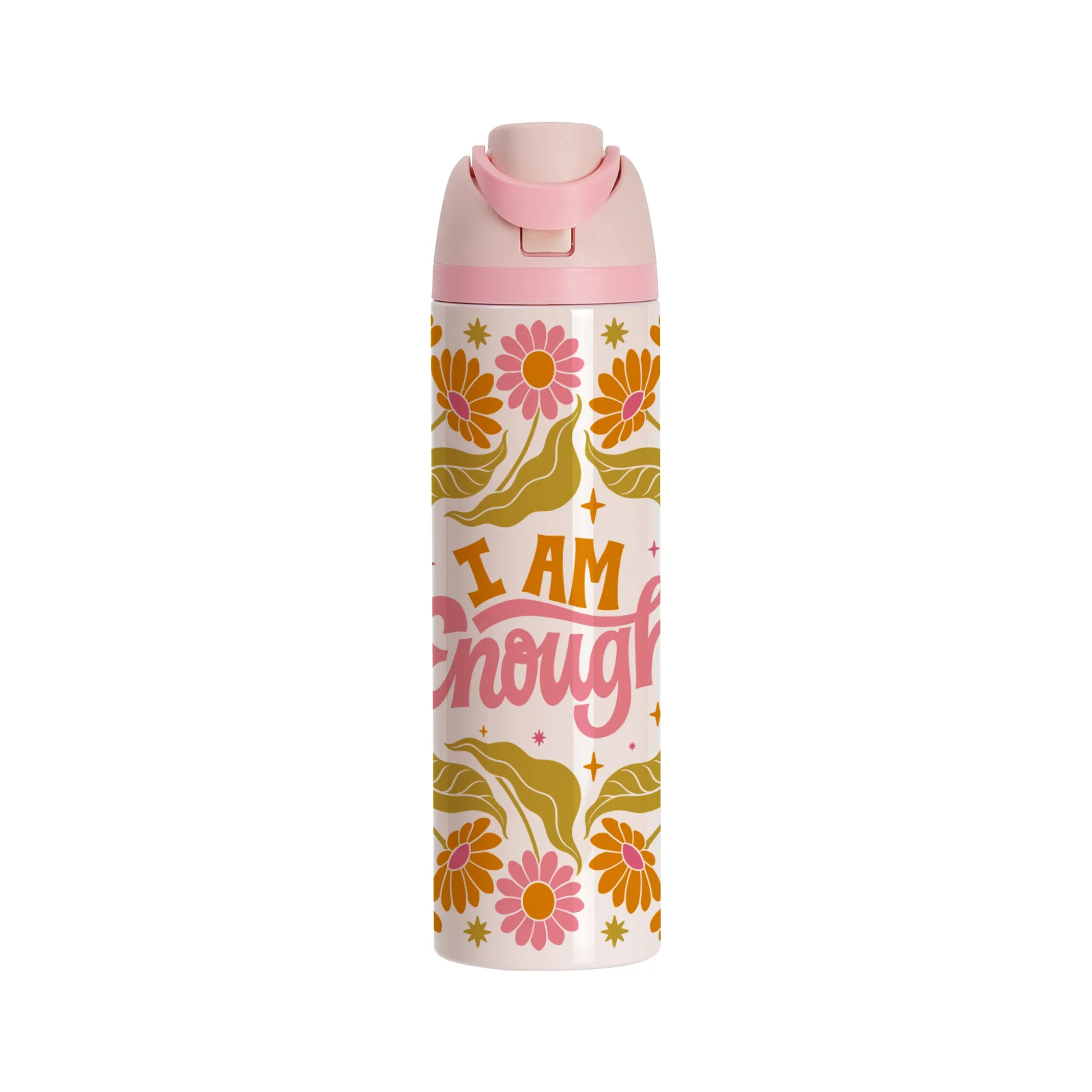 32oz 960ml Sublimation Stainless Steel Water Bottle with Sip Spout and Push-button Lid with Lock (Glossy, Pink) thumbnail 2