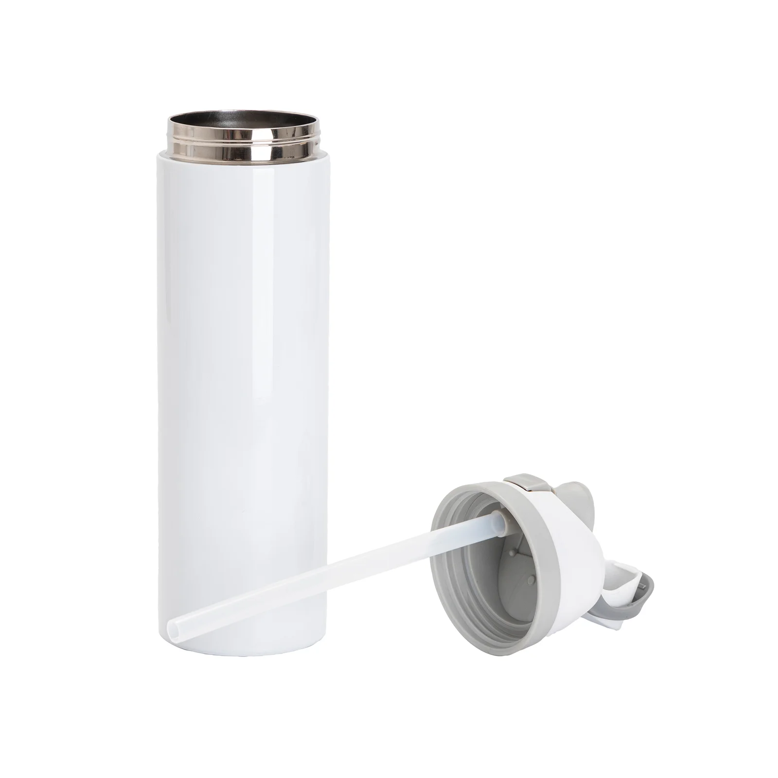 32oz 960ml Sublimation Stainless Steel Water Bottle with Sip Spout and Push-button Lid with Lock (Glossy White) thumbnail 7