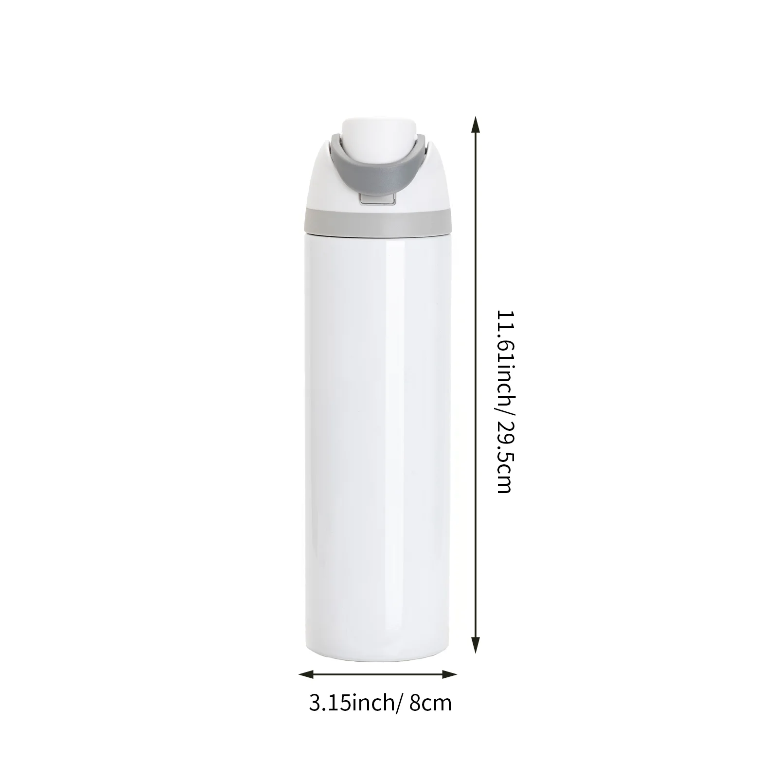 32oz 960ml Sublimation Stainless Steel Water Bottle with Sip Spout and Push-button Lid with Lock (Glossy White) thumbnail 8