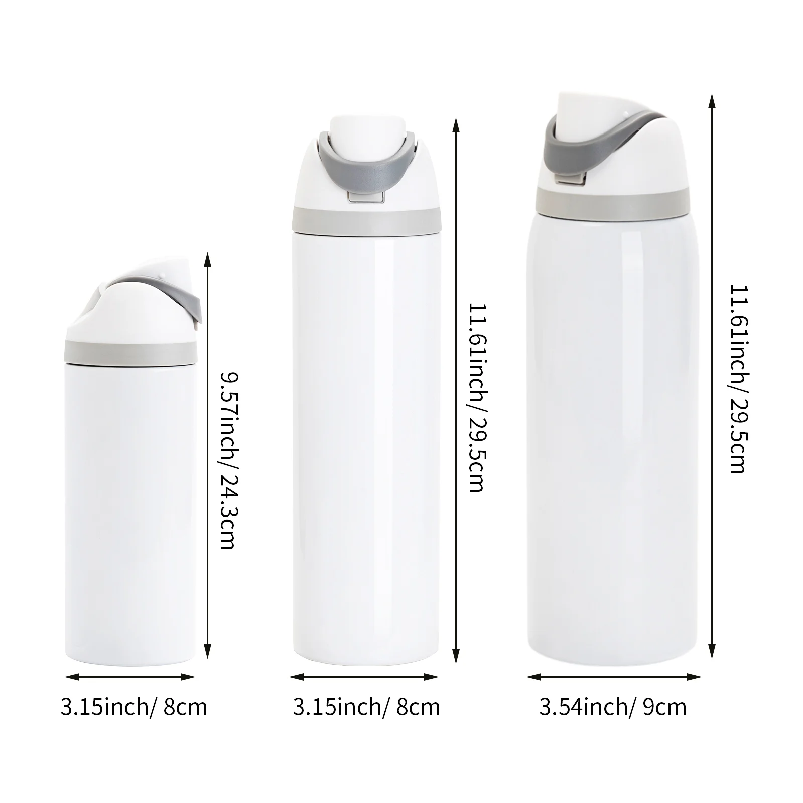 32oz 960ml Sublimation Stainless Steel Water Bottle with Sip Spout and Push-button Lid with Lock (Glossy White) thumbnail 11