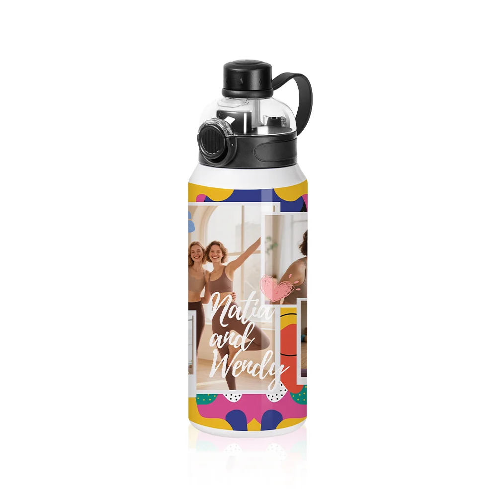 32oz 960ml Sublimation Stainless Steel Water Bottle with 3-in-1 Lid  (White)