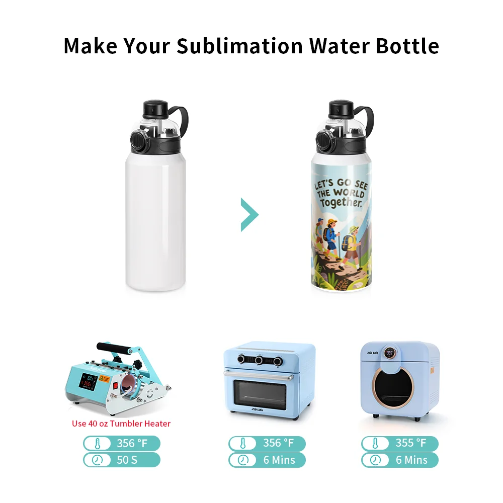 32oz 960ml Sublimation Stainless Steel Water Bottle with 3-in-1 Lid  (White) thumbnail 7
