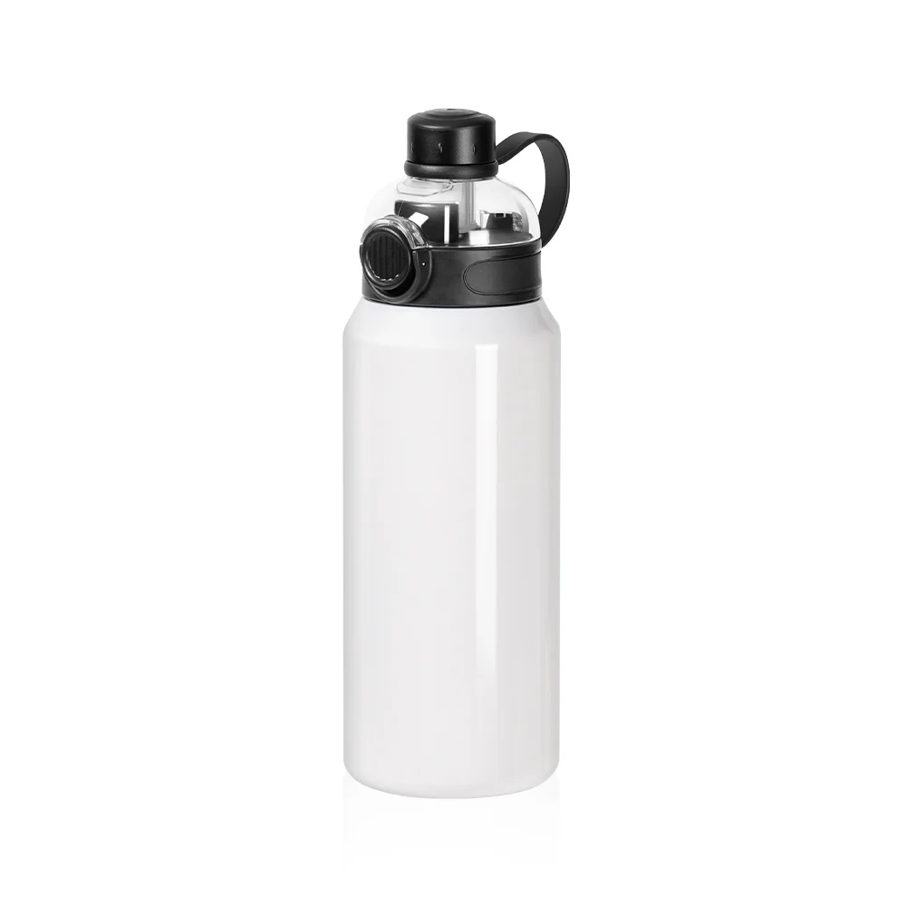 32oz 960ml Sublimation Stainless Steel Water Bottle with 3-in-1 Lid  (White)