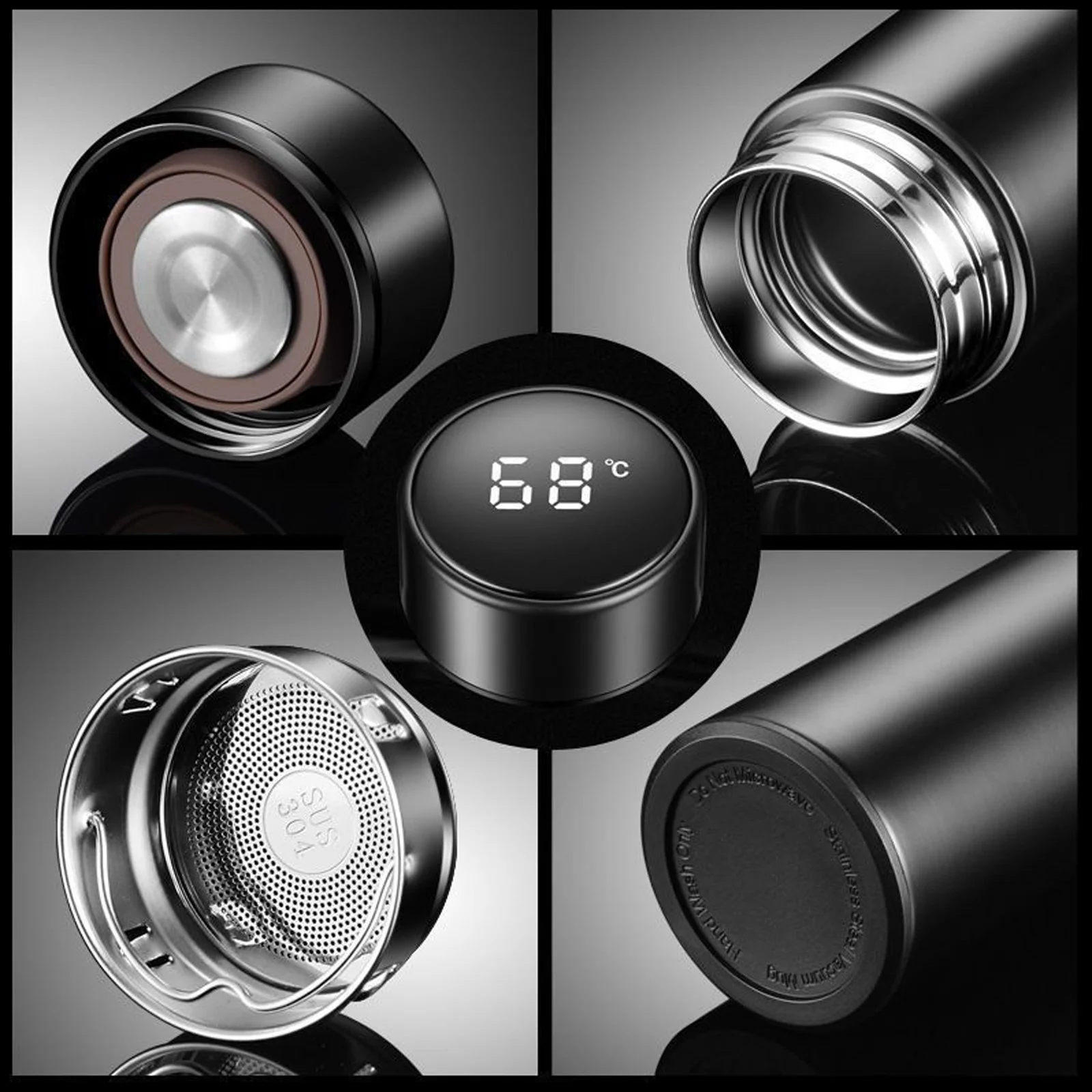 16oz Stainless Steel Thermal Flask with Smart Temperature Display Lid thumbnail 4