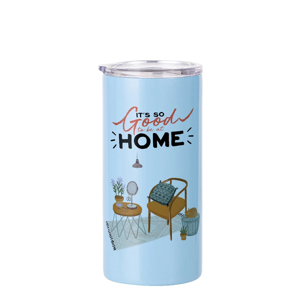 12oz 350ml 2-in-1 Straight Stainless Steel Tumbler (Light Blue) thumbnail 2