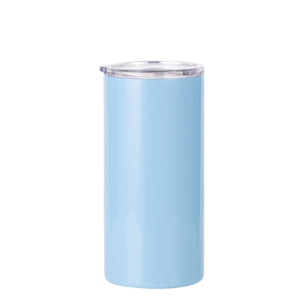 12oz 350ml 2-in-1 Straight Stainless Steel Tumbler (Light Blue) thumbnail 1