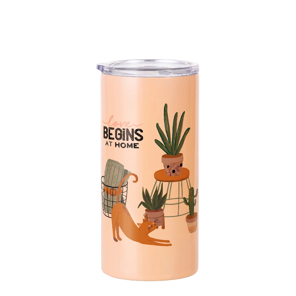 12oz 350ml 2-in-1 Straight Stainless Steel Tumbler (Orange) thumbnail 2