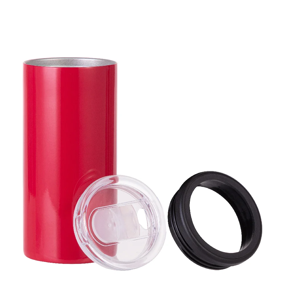 12oz 350ml 2-in-1 Straight Stainless Steel Tumbler (Red) thumbnail 5