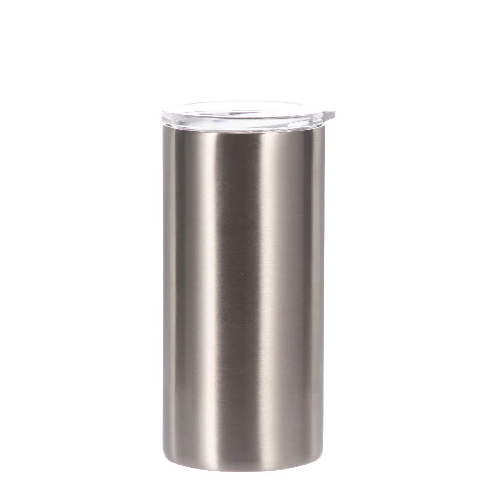 12oz 350ml 2-in-1 Straight Stainless Steel Tumbler (Silver)