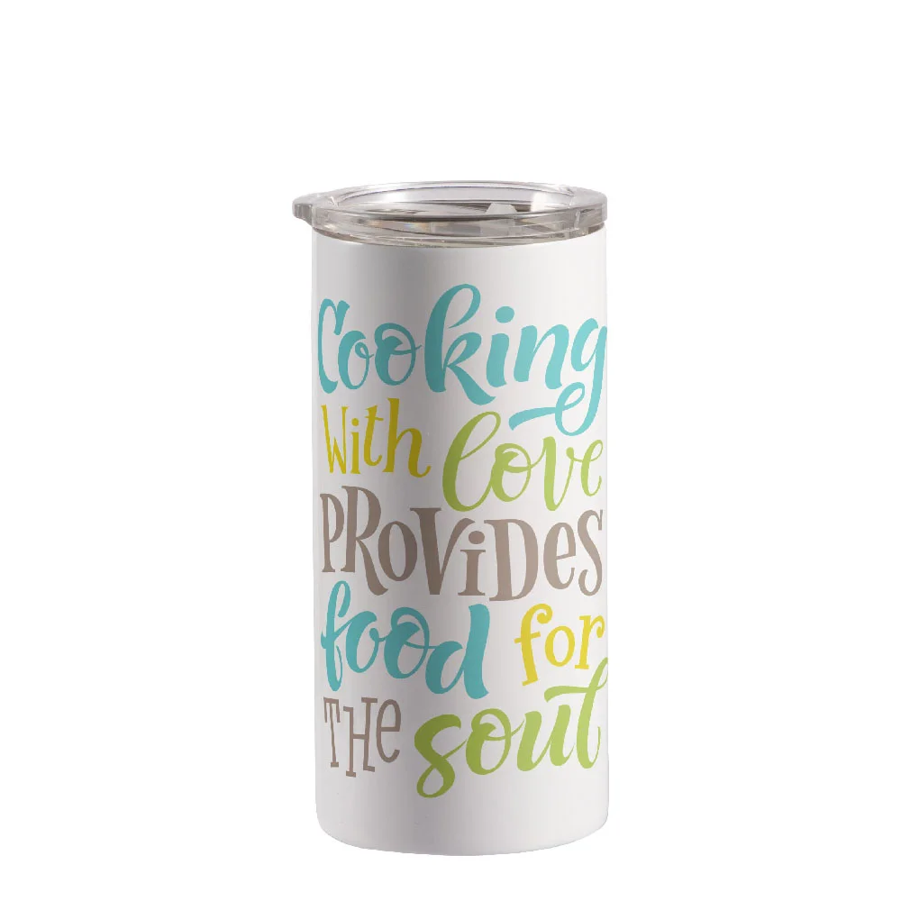 12oz 350ml 2-in-1 Straight Stainless Steel Tumbler (White)