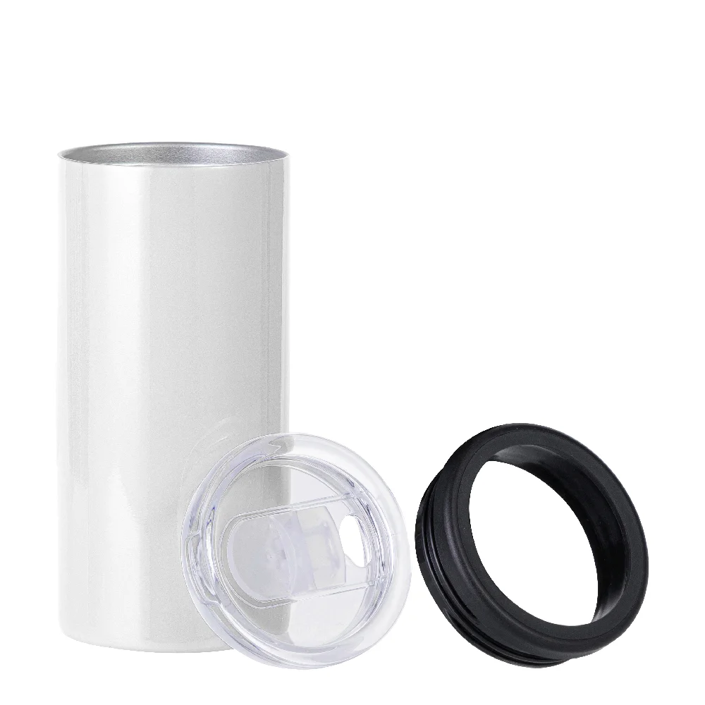 12oz 350ml 2-in-1 Straight Stainless Steel Tumbler (White) thumbnail 6