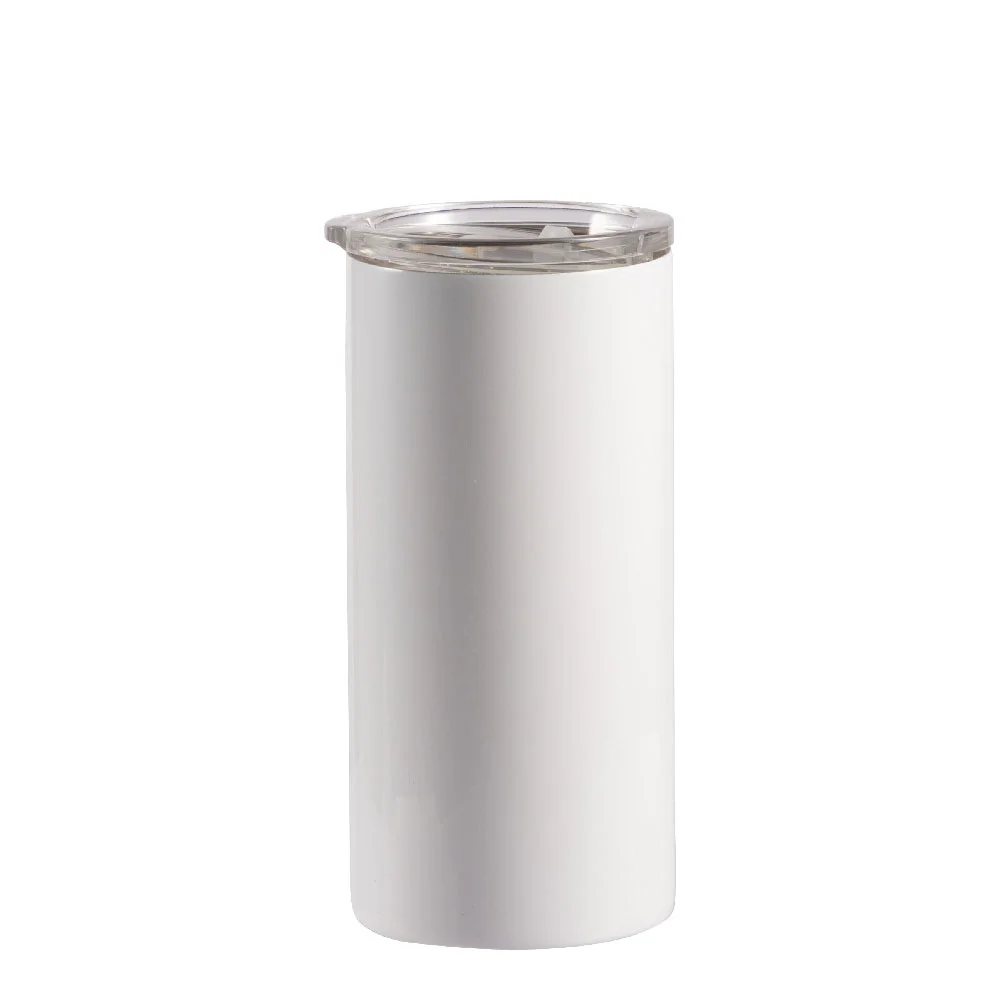 12oz 350ml 2-in-1 Straight Stainless Steel Tumbler (White)