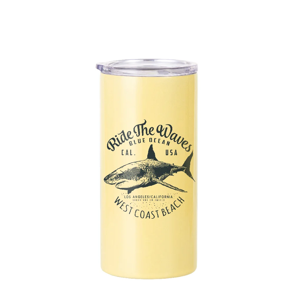 12oz 350ml 2-in-1 Straight Stainless Steel Tumbler (Yellow)