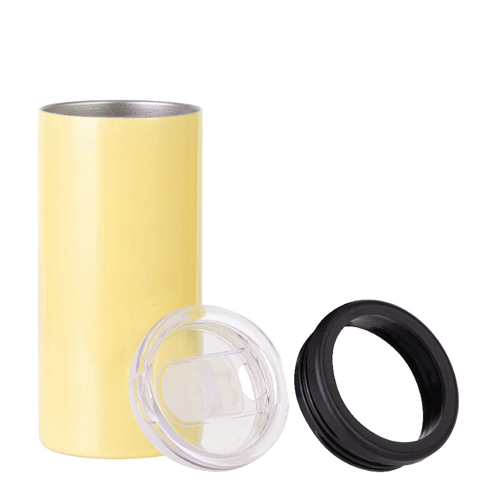 12oz 350ml 2-in-1 Straight Stainless Steel Tumbler (Yellow) thumbnail 4