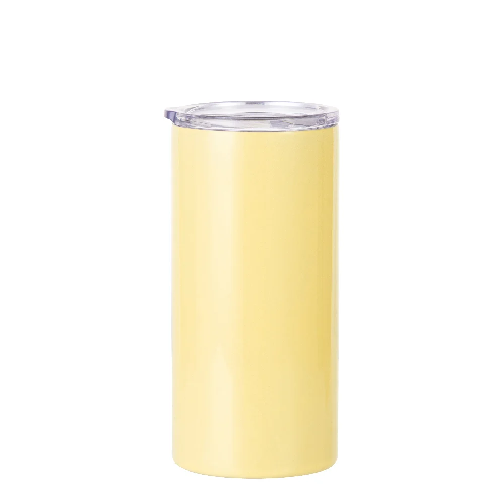 12oz 350ml 2-in-1 Straight Stainless Steel Tumbler (Yellow)