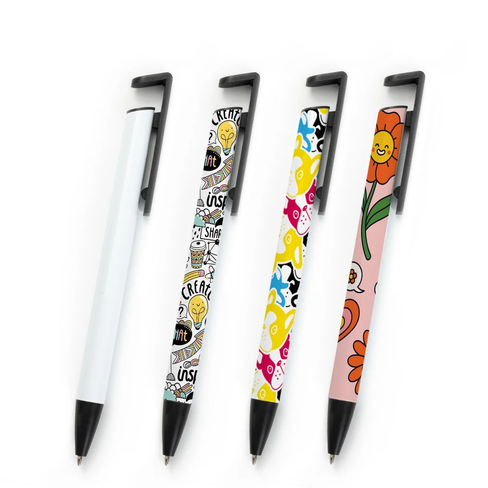 Sublimation Ballpoint Pen with Shrink Wrap (White Alu Cover & Phone Holder) thumbnail 4