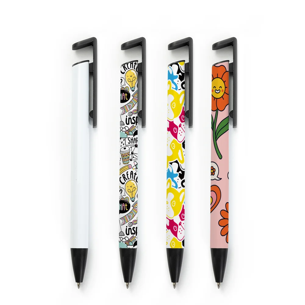 Sublimation Ballpoint Pen with Shrink Wrap (White Alu Cover & Phone Holder) thumbnail 5