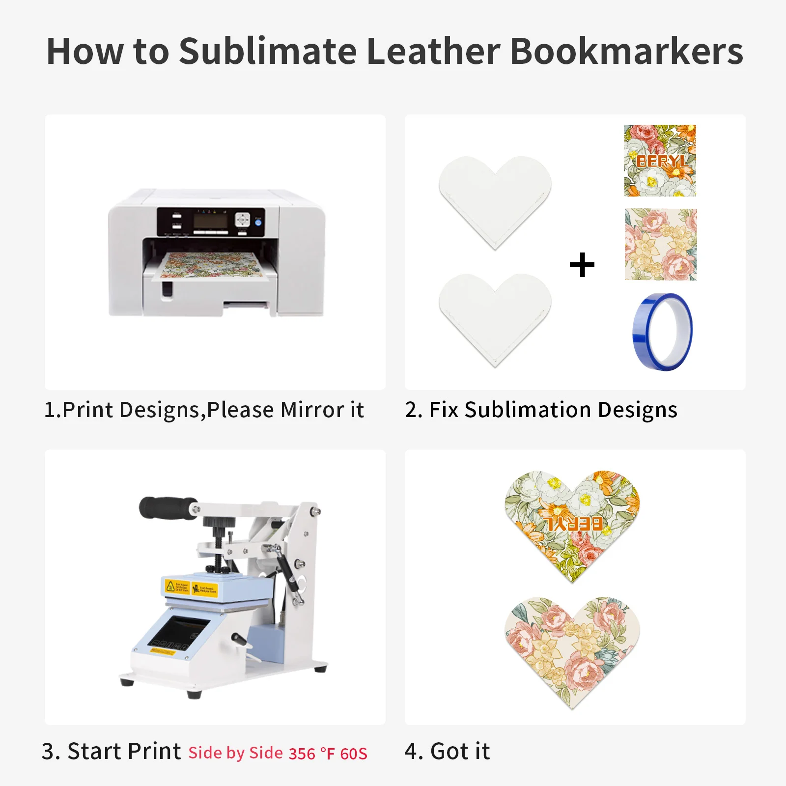 White Sublimation Bookmark (5.1*5.1cm, PU Leather) thumbnail 5