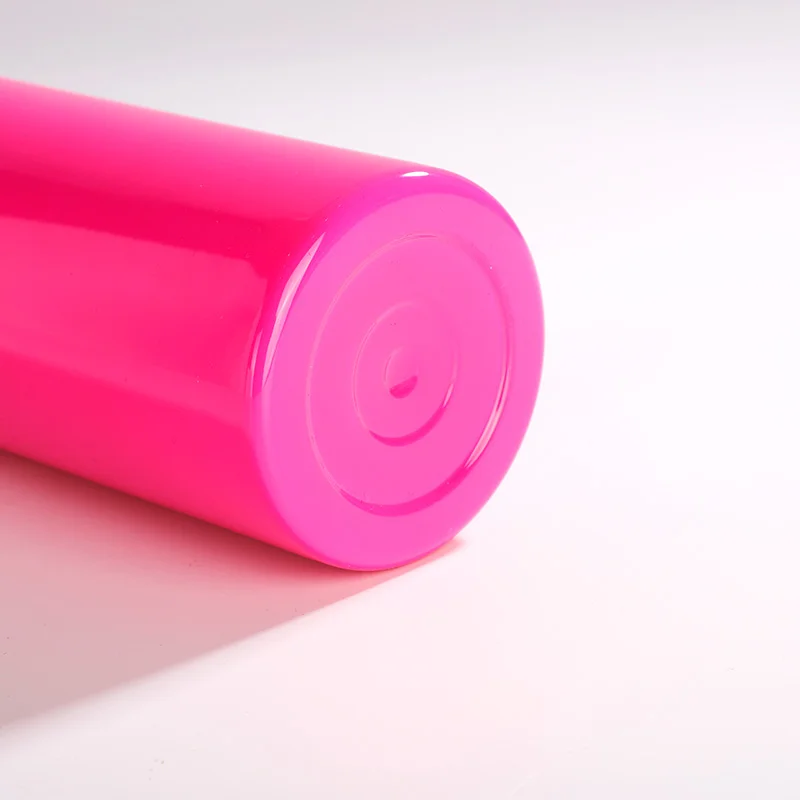 20oz/600ml  Stainless Steel Neon Travel Tumbler with Metal Straw & Dust-Proof Slide Lid (Glossy Rose Red) thumbnail 3