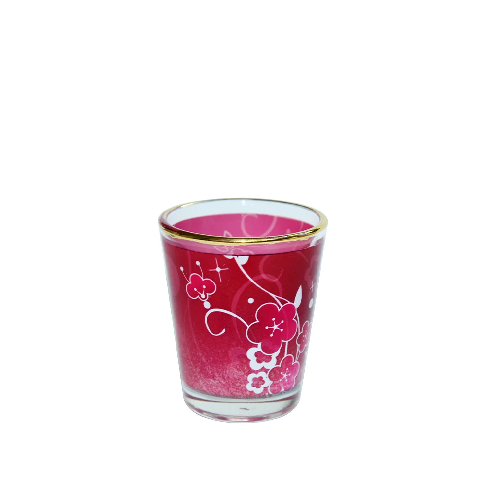 1.5oz Blank Sublimation Glass Shot Mug with Gold Rim thumbnail 2